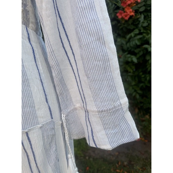 Raga Boho Maxi Dress Blue Embroidered Striped Fringe Indie Festival Bohemian XS - Picture 3 of 5